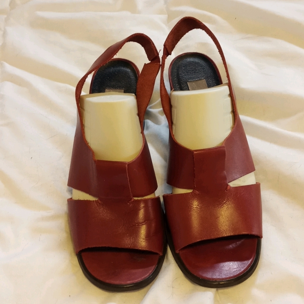 Red Leather Slingback Sandals